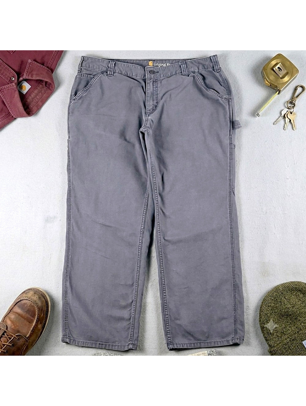 Carhartt Original Fit Women's Gray Canvas Work Pants Size 16 Short